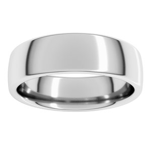 14K White Gold 6 mm Comfort-Fit European-Style Band. E10:1052:P