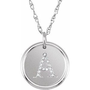 Sterling Silver .08 CTW Diamond Posh Mommy® Initial A 18" Necklace