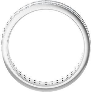 14K White Gold 3/4 CTW Diamond Double Row Accented Men's Band. 124096:637:P
