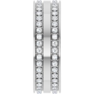 14K White Gold 3/4 CTW Diamond Double Row Accented Men's Band. 124096:637:P
