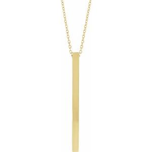 14K Yellow Gold Engravable Four-Sided 35 X 2.5 Mm Bar 16-18" Necklace. 87619:135:P