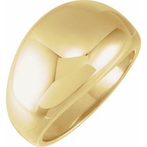 14K Yellow Gold 12 mm Dome Ring