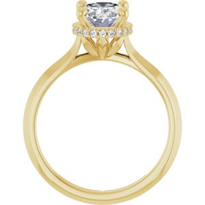 14K Yellow Gold 9x7 mm Oval .08 CTW Diamond Hidden Halo-Style Engagement Ring. 126214:182:P