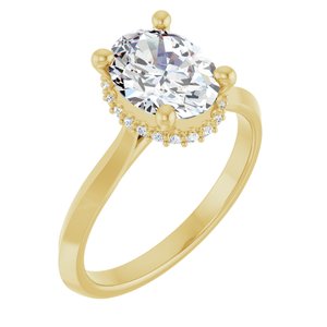 14K Yellow Gold 9x7 mm Oval .08 CTW Diamond Hidden Halo-Style Engagement Ring. 126214:182:P