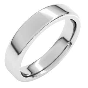 14K White Gold 5 mm Heavyweight Round-Edge Comfort-Fit Flat Band. REH10:5004:P