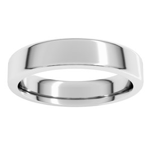 14K White Gold 5 mm Heavyweight Round-Edge Comfort-Fit Flat Band. REH10:5004:P