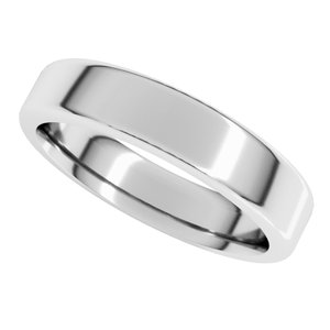 14K White Gold 5 mm Heavyweight Round-Edge Comfort-Fit Flat Band. REH10:5004:P