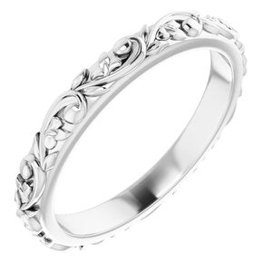 14K White Gold 2.5 mm Sculptural Band. 57777:131:P