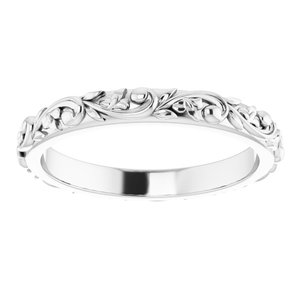 14K White Gold 2.5 mm Sculptural Band. 57777:131:P