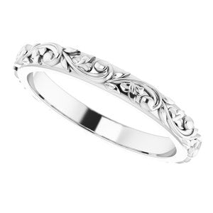 14K White Gold 2.5 mm Sculptural Band. 57777:131:P