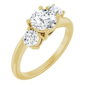 14K Yellow Gold 6.5 mm Round Three-Stone Engagement Ring. 126196:571:P