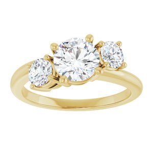 14K Yellow Gold 6.5 mm Round Three-Stone Engagement Ring. 126196:571:P