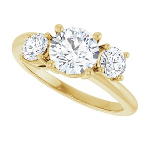 14K Yellow Gold 6.5 mm Round Three-Stone Engagement Ring. 126196:571:P