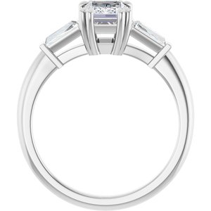 14K White Gold 7x5 mm Emerald Three-Stone Engagement Ring. 126016:540:P