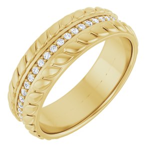 14K Yellow Gold 7 mm 1/3 CTW Diamond Accented Men's Band. 126354:282:P