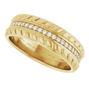 14K Yellow Gold 7 mm 1/3 CTW Diamond Accented Men's Band. 126354:282:P