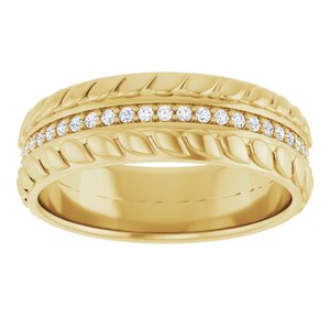 14K Yellow Gold 7 mm 1/3 CTW Diamond Accented Men's Band. 126354:282:P