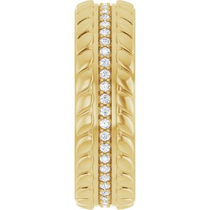 14K Yellow Gold 7 mm 1/3 CTW Diamond Accented Men's Band. 126354:282:P