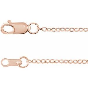 14K Rose Gold  1.3 mm Cable 16" Chain
