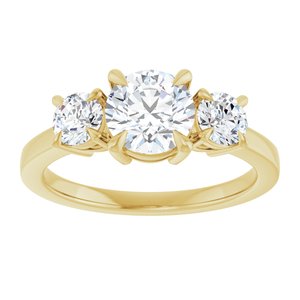 14K Yellow Gold 6.5 mm Round Three-Stone Engagement Ring. 126029:946:P