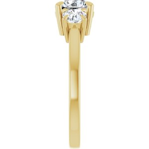 14K Yellow Gold 6.5 mm Round Three-Stone Engagement Ring. 126029:946:P