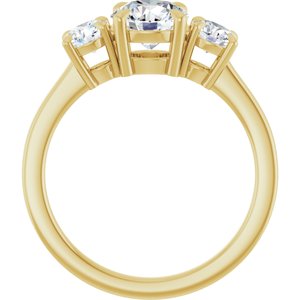 14K Yellow Gold 6.5 mm Round Three-Stone Engagement Ring. 126029:946:P