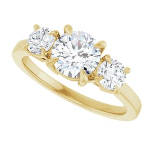 14K Yellow Gold 6.5 mm Round Three-Stone Engagement Ring. 126029:946:P