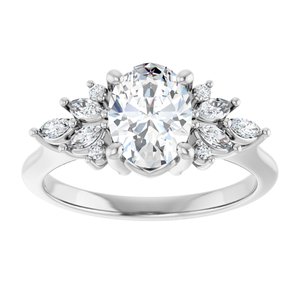 14K White Gold 8x6 mm Oval 1/5 CTW Diamond Accented Engagement Ring. 126188:LG6000:P