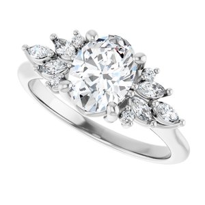 14K White Gold 8x6 mm Oval 1/5 CTW Diamond Accented Engagement Ring. 126188:LG6000:P