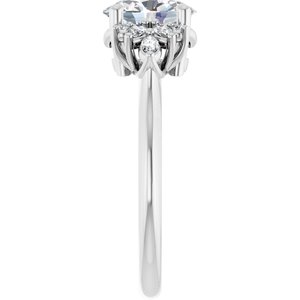 14K White Gold 8x6 mm Oval 1/5 CTW Diamond Accented Engagement Ring. 126188:LG6000:P