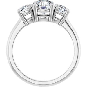 14K White Gold 6.5 mm Round Three-Stone Engagement Ring. 126223:555:P