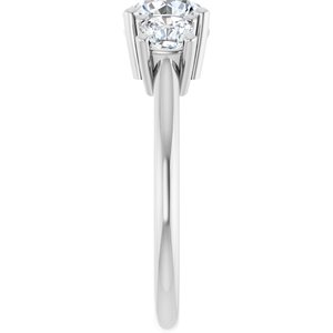 14K White Gold 6.5 mm Round Three-Stone Engagement Ring. 126223:555:P