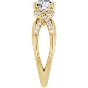 14K Yellow Gold 6.5 mm Round Three-Stone Accented Engagement Ring. 126170:301:P