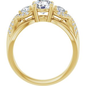 14K Yellow Gold 6.5 mm Round Three-Stone Accented Engagement Ring. 126170:301:P