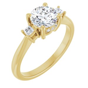 14K Yellow Gold 6.5 mm Round Hidden Halo-Style Accented Engagement Ring. 126260:286:P