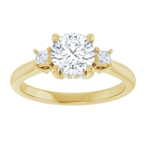 14K Yellow Gold 6.5 mm Round Hidden Halo-Style Accented Engagement Ring. 126260:286:P