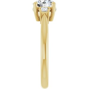 14K Yellow Gold 6.5 mm Round Hidden Halo-Style Accented Engagement Ring. 126260:286:P