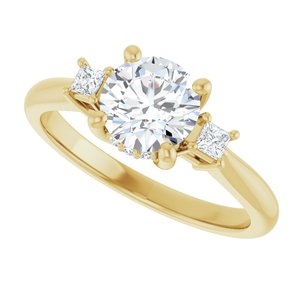 14K Yellow Gold 6.5 mm Round Hidden Halo-Style Accented Engagement Ring. 126260:286:P