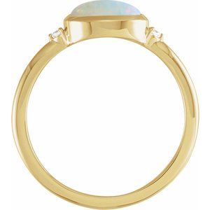 14K Yellow Gold Natural Ethiopian Opal & .03 CTW Diamond Ring