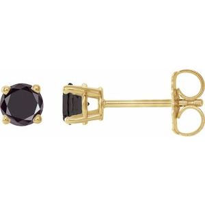 14K Yellow Gold 1/2 CTW Natural Black Diamond Earrings. 1874:607:P