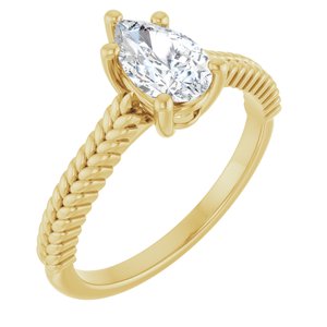14K Yellow Gold 8x5 mm Pear Solitaire Engagement Ring. 126255:165:P