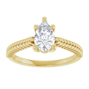 14K Yellow Gold 8x5 mm Pear Solitaire Engagement Ring. 126255:165:P
