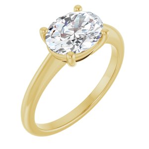 14K Yellow Gold 9x7 mm Oval Solitaire Engagement Ring. 126246:521:P