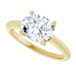 14K Yellow Gold 9x7 mm Oval Solitaire Engagement Ring. 126246:521:P