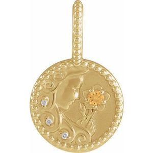 14K Yellow Gold Natural Spessartite Garnet & .0075 CTW Diamond Virgo Charm/Pendant. 88215:114:P