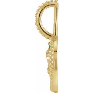 14K Yellow Gold Natural Emerald & .005 CTW Diamond Aries Charm/Pendant