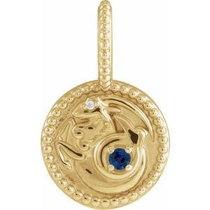14K Yellow Gold Natural Blue Sapphire & .0025 CTW Diamond Capricorn Charm/Pendant. 88215:137:P
