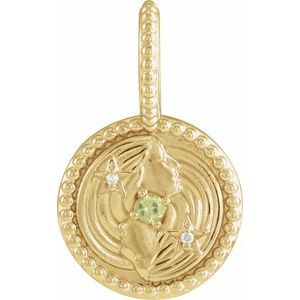 14K Yellow Gold Natural Peridot & .005 CTW Diamond Gemini Charm/Pendant. 88215:146:P