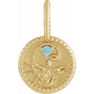 14K Yellow Gold Natural Blue Zircon & .0025 CTW Diamond Scorpio Charm/Pendant. 88215:103:P