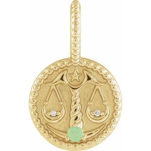 14K Yellow Gold Natural Green Chrysoprase & .005 CTW Diamond Libra Charm/Pendant. 88215:214:P